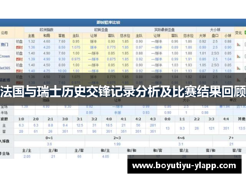 法国与瑞士历史交锋记录分析及比赛结果回顾